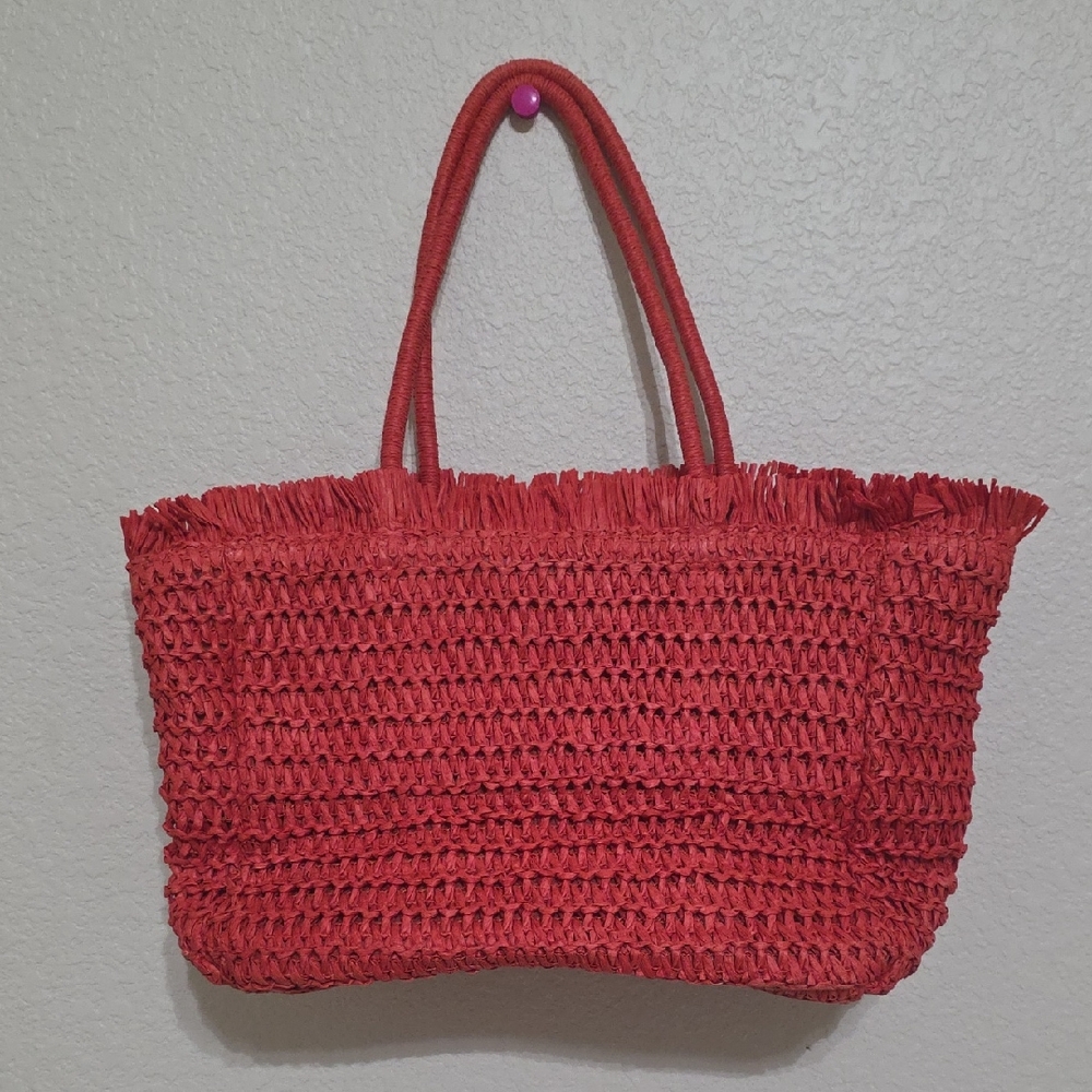H&M Vibrant Red Woven Tote